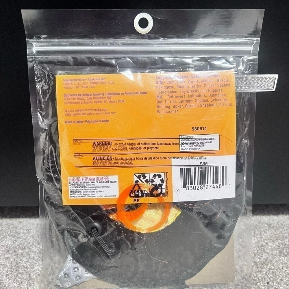 NWT Rubies Pet Shop candy corn hat with orange hair size sm-med dogs